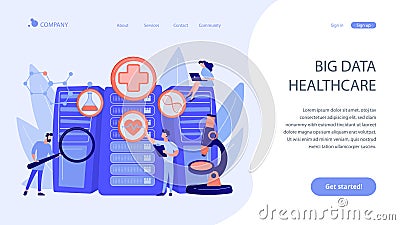 Big data healthcare concept landing page. Vector Illustration