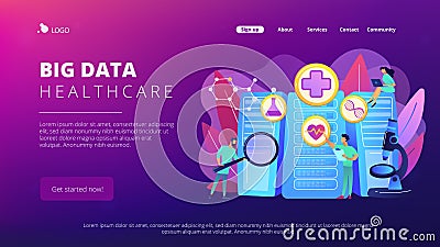 Big data healthcare concept landing page. Vector Illustration