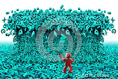 Big data. Huge characters tsunami wave. 3d man. 3D illustration Cartoon Illustration