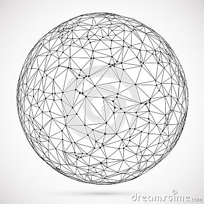 Big data icon. Artificial intelligence. Global network concept. Abstract geometric spherical shape with triangular shapes. Vector Illustration
