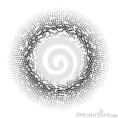 Big data icon. Artificial intelligence. Halftone dotted background. Global network concept. Abstract geometric dotted shape. Vector Illustration