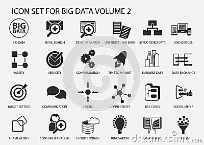 Big data icon set in flat design Vector Illustration