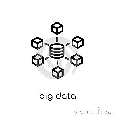 Big data icon. Trendy modern flat linear vector Big data icon on Vector Illustration