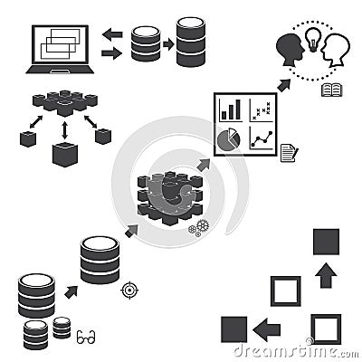 Big Data icons set, Data mining concept Vector Illustration