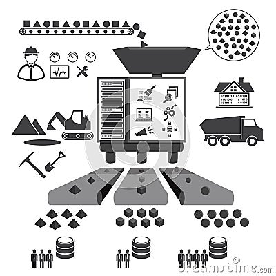 Big Data icons set, Data mining concept Vector Illustration