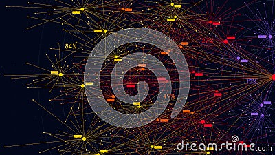 Big data information nodes, information analysis and sorting of neural connections, scientific visualization of digital networks Vector Illustration