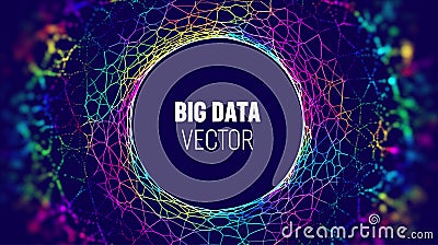 Big data IOT background. Big data artificial intelligence analysis technology background. Neural network technology Vector Illustration
