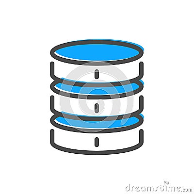 Big data linear icon with database sign Cartoon Illustration