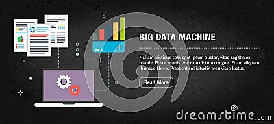 Big data machine concept banner for internet Vector Illustration