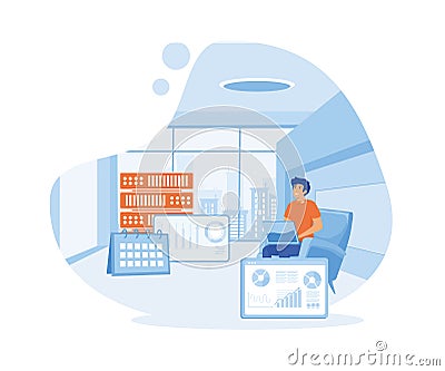 Big data, machine learning control, computer science, predictive analytic, Vector Illustration