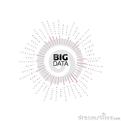 Big data minimal flat icon. Circle shape stripes and lines with digits. Bigdata design concept illustration Vector Illustration