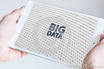 Big data and mobile computing concept illustration. Cartoon Illustration