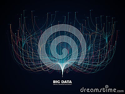 Big data network visualization concept. Digital music industry, abstract science vector background Vector Illustration