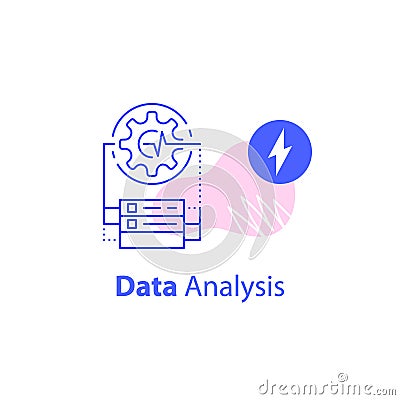 Big data processing technology, storage and analysis, capturing digital information Vector Illustration