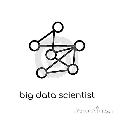 big data scientist icon. Trendy modern flat linear vector big da Vector Illustration