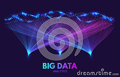 Big data sort. Complex database information sorting visualization, digital analytics or social network connections Vector Illustration