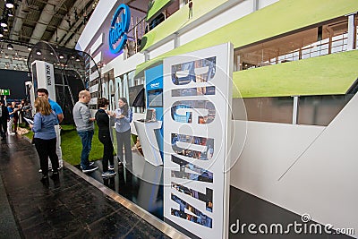 Big Data stand in booth of Intel Corporation at CeBIT Editorial Stock Photo