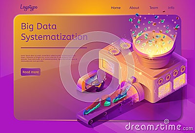 Big Data Automated Systematization Service Vector Vector Illustration