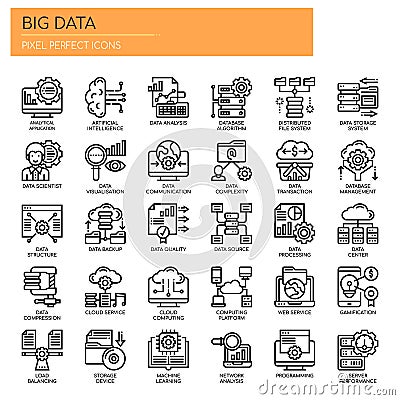 Big Data , Pixel Perfect Icons Vector Illustration