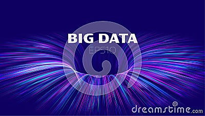 Big data vector background. Data funnel ai network. Quantum technology bigdata Vector Illustration