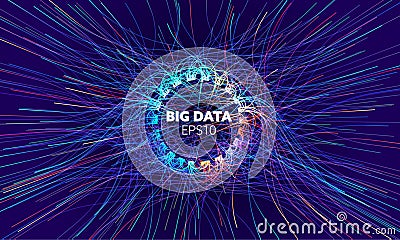 Big data vector circle background. Visual sort analysis. Wave flow data. Bigdata stream design. Vector Illustration