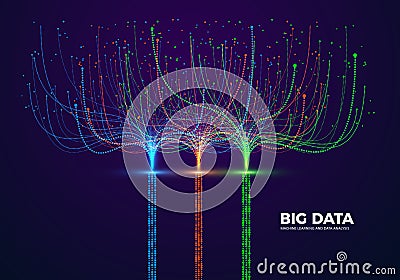 Big Data Visual Concept. Machine Learning and Data Analysis. Digital Technology Visualization. Dot and Connection Lines Vector Illustration