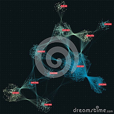Big data visual representation. Cluster analysis visualization. Advanced analytics. Beauty of data graphic abstract background Vector Illustration