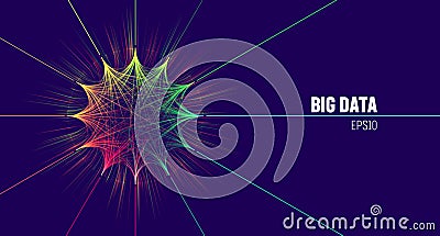 Big data visual technology. Big data analytics node. Digital analysis circle network Vector Illustration