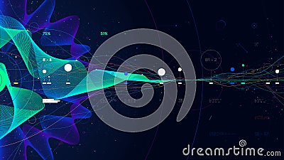 Big data visualization array digital presentation on the business analytics concept, glow fractal Vector Illustration