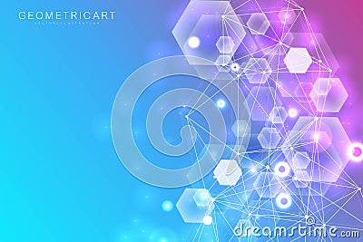 Big Data Visualization Background. Modern futuristic virtual abstract background. Science network pattern, connecting Vector Illustration