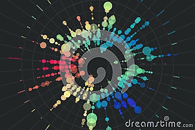 Big data visualization. Complex data concept. Abstract information diagram. Visual big data analysis. Vector Illustration
