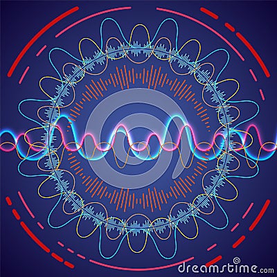 Big data visualization. Fractal element with lines and dots array. Big data connection complex. Data array visual concept. Graphic Cartoon Illustration