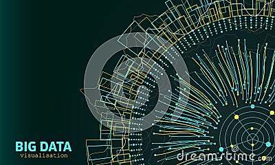 Big Data Visualization. Fractal Elements with Lines and Dots Array Vector Illustration