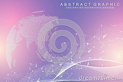 Big data visualization. Graphic abstract background communication. Perspective backdrop. Minimal array. Digital data Vector Illustration