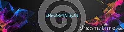 Big data web banner with colorful triangle particles. Information background with futuristic geometric triangle Vector Illustration