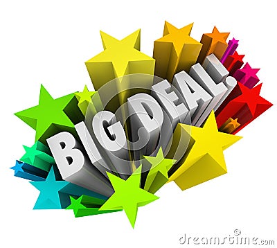 Big Deal Words Stars Fireworks Important News Sale Stock Photo