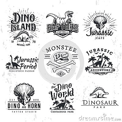 Big Dinosaur Vector Logo Set. Triceratops t-shirt illustration concept. Vector Illustration