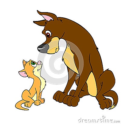 Big Dog And Little Cat Stock Photo