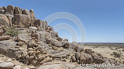 big Dolerite boulders butte in desert, near Hobas, Namibia Stock Photo