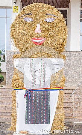 Big doll from straw bale Editorial Stock Photo