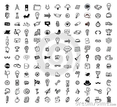 Big doodle set, collection icon, vector. Vector Illustration