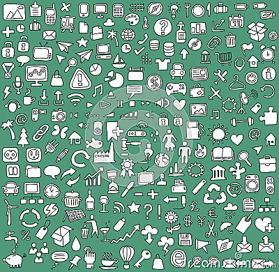 Big doodled web and mobile icons collection Vector Illustration