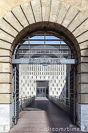 Big door of the court of appeal in Aix en Provence Stock Photo