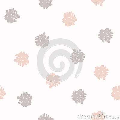 Big Dots Seamless Pattern. Sketchy Hand Drawn graphic print. Pink and grey dots. Grungy painted ornament. Wallpaper Vector Illustration