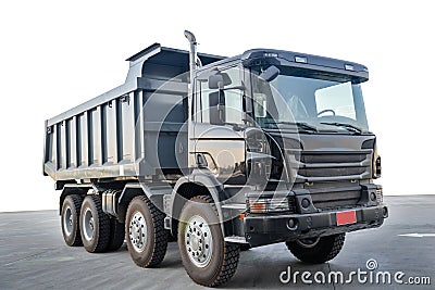 Big dump truck with isolated white background Stock Photo