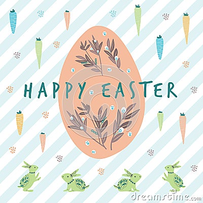 Big egg bright happy easter Vector Illustration