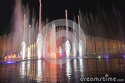 Big Electric fountain musical, okada, manila, night, illuminated Editorial Stock Photo