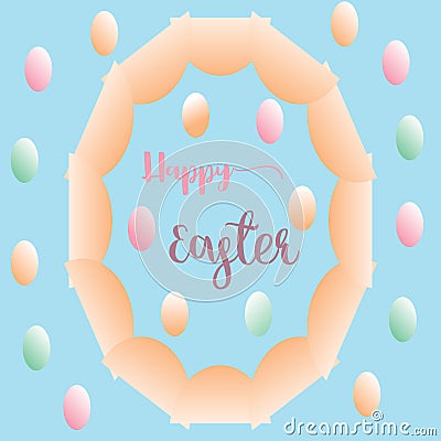 Big ellipse egg and colorful small eggs greeting card easter background Vector Illustration