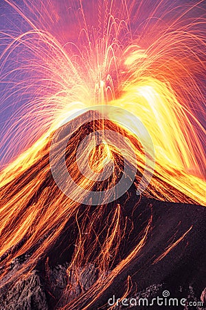 Big eruption at the volcano Fuego Stock Photo