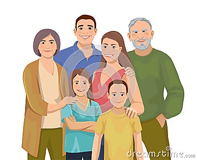 Big European family Vector Illustration